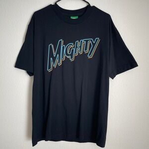 Mighty Healthy NYC Neon Graphic T-Shirt L‎ Black USA Made Retro Skate Streetwear
